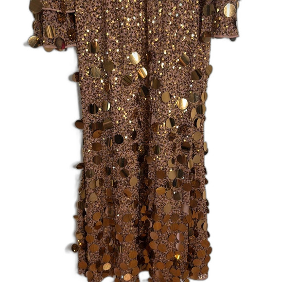 Mac Duggal style 94016 3D hanging disco Sequin copper Evening party Dress SZ 12 - Picture 12 of 12